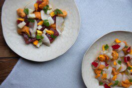 The Urchin Futures dinner menu was developed in conversation with the local chefs Nikhil Navnish Naiker and Trinity Auriemma, whose cooking style revolved around sourcing, showcasing local seafood, and using local seafood season-al vegetables grown in Rhode Island. Together, we created a menu that explores uni beyond its raw state and imagines urchin roe as a more versatile ingredient. Anastasiia Raina Associate Professor at RISD